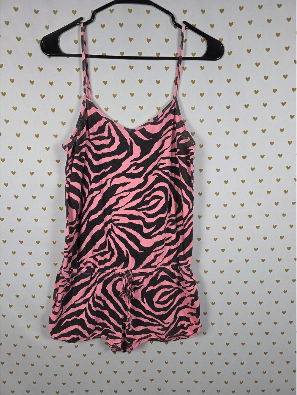 Victorias Secret Pink Vintage Zebra Romper Medium Y2k Sleep Outfit